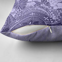 Polynesia Pillow Cover Hibiscus Hawaiian Tribal Tattoo Retro Violet - Polynesian Pride