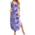 Polynesia Summer Maxi Dress Hibiscus and Hawaiian Tribal Tattoo Retro Style Violet Color LT9 Women Violet - Polynesian Pride