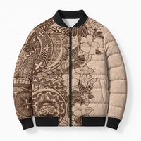 Polynesia Bomber Puffer Jacket Hibiscus Hawaiian Tribal Tattoo Retro Pink Pastel - Polynesian Pride
