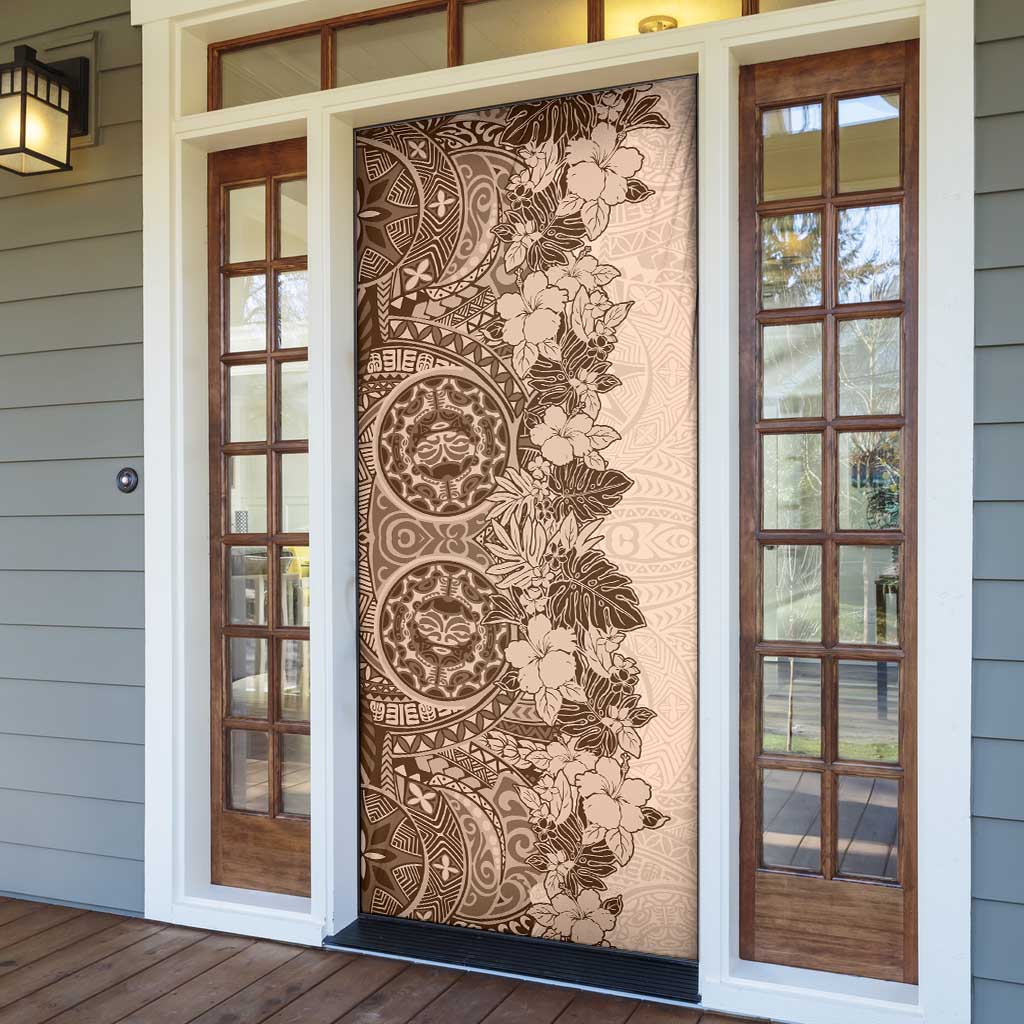 Polynesia Door Cover Hibiscus Hawaiian Tribal Tattoo Retro Pink Pastel - Polynesian Pride