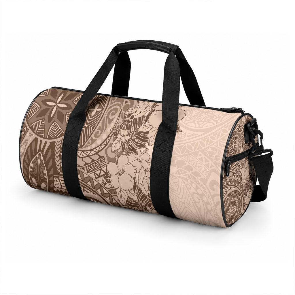 Polynesia Duffle Bag Hibiscus and Hawaiian Tribal Tattoo Retro Style Pink Pastel LT9 - Polynesian Pride