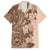 Polynesia Family Matching Tank Maxi Dress and Hawaiian Shirt Hibiscus and Hawaiian Tribal Tattoo Retro Style Pink Pastel LT9 Dad's Shirt - Short Sleeve Pink Pastel - Polynesian Pride