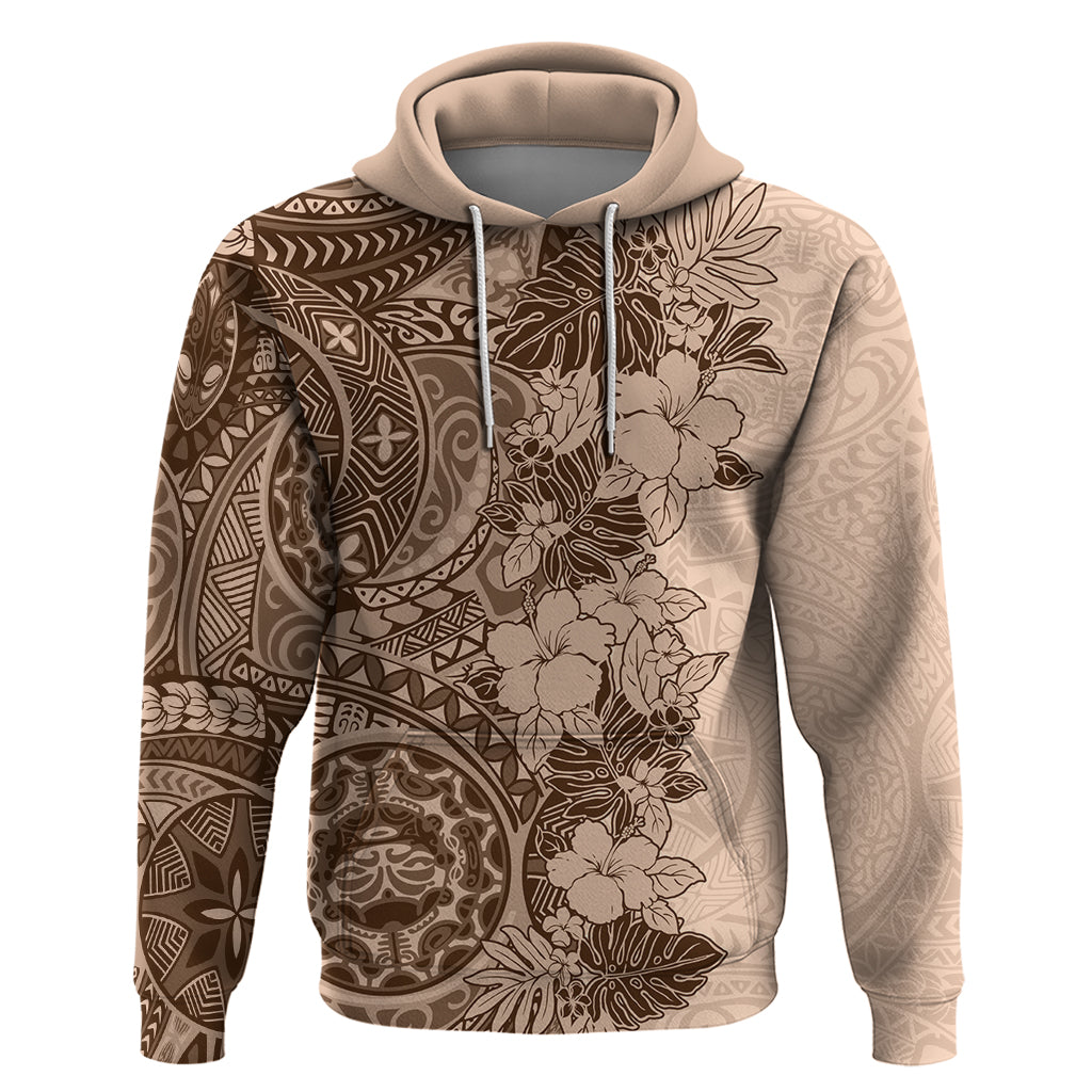 Polynesia Hoodie Hibiscus and Hawaiian Tribal Tattoo Retro Style Pink Pastel LT9 Pink Pastel - Polynesian Pride