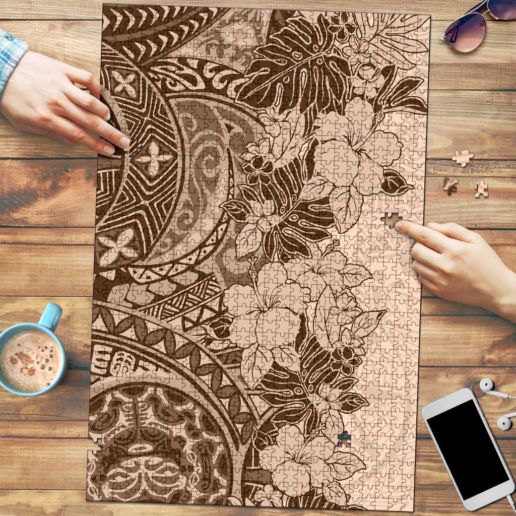 Polynesia Puzzle Hibiscus Hawaiian Tribal Tattoo Retro Pink Pastel - Polynesian Pride