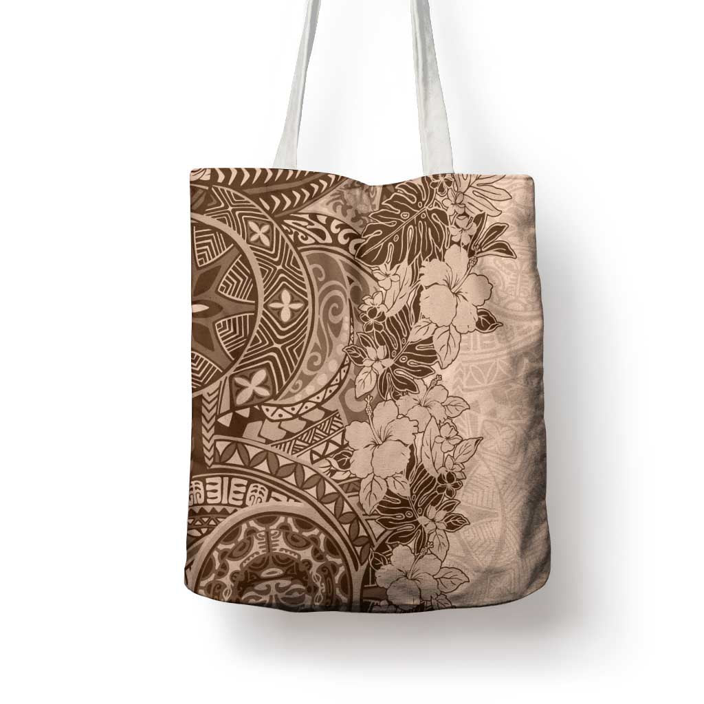 Polynesia Tote Bag Hibiscus Hawaiian Tribal Tattoo Retro Pink Pastel - Polynesian Pride