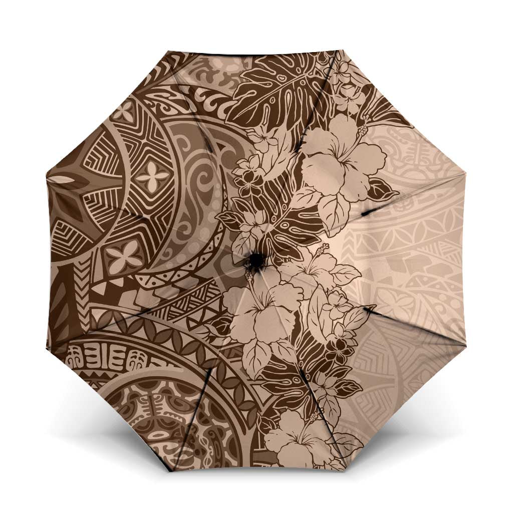 Polynesia Umbrella Hibiscus Hawaiian Tribal Tattoo Retro Pink Pastel - Polynesian Pride