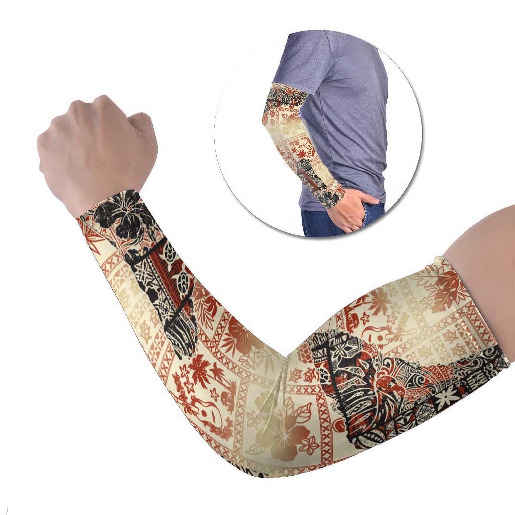 Hawaii Beige Version Arm Sleeves Aloha Tribal Pattern - Polynesian Pride