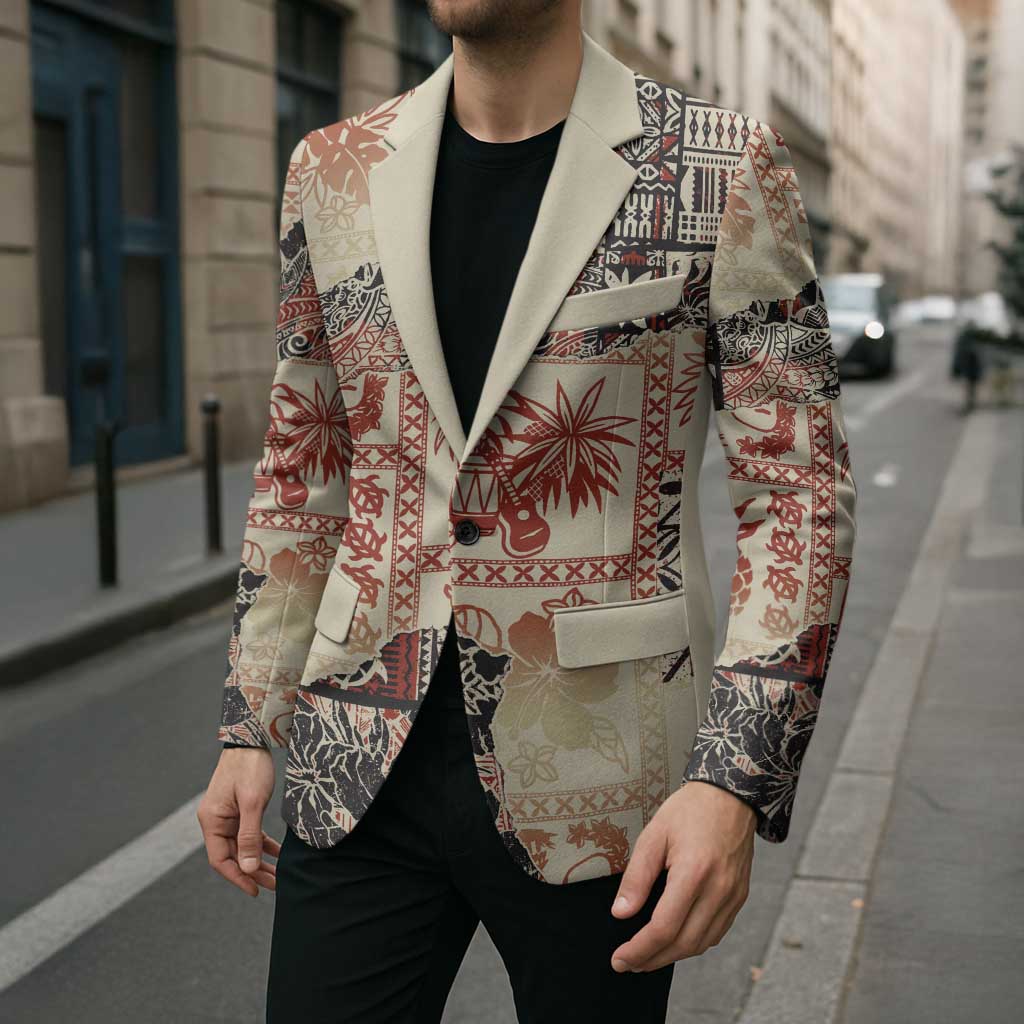 Hawaii Beige Version Blazer Aloha Tribal Pattern - Polynesian Pride