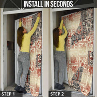 Hawaii Beige Version Door Cover Aloha Tribal Pattern - Polynesian Pride