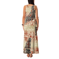 Hawaii Family Matching Tank Maxi Dress and Hawaiian Shirt Aloha Tribal Pattern Beige Version LT9 - Polynesian Pride