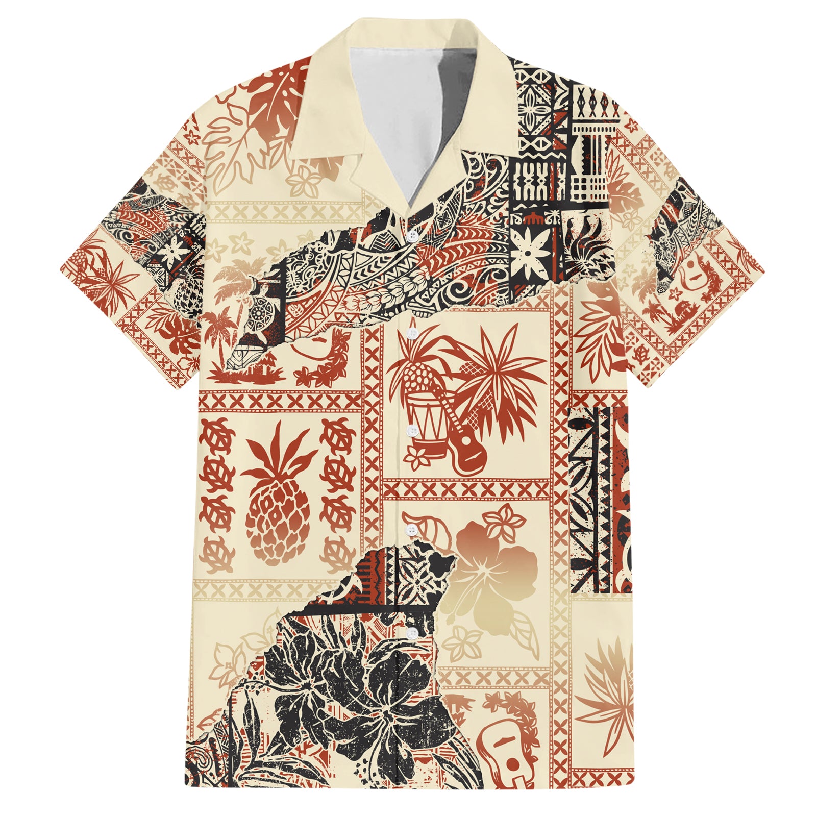 Hawaii Hawaiian Shirt Aloha Tribal Pattern Beige Version LT9 Beige - Polynesian Pride