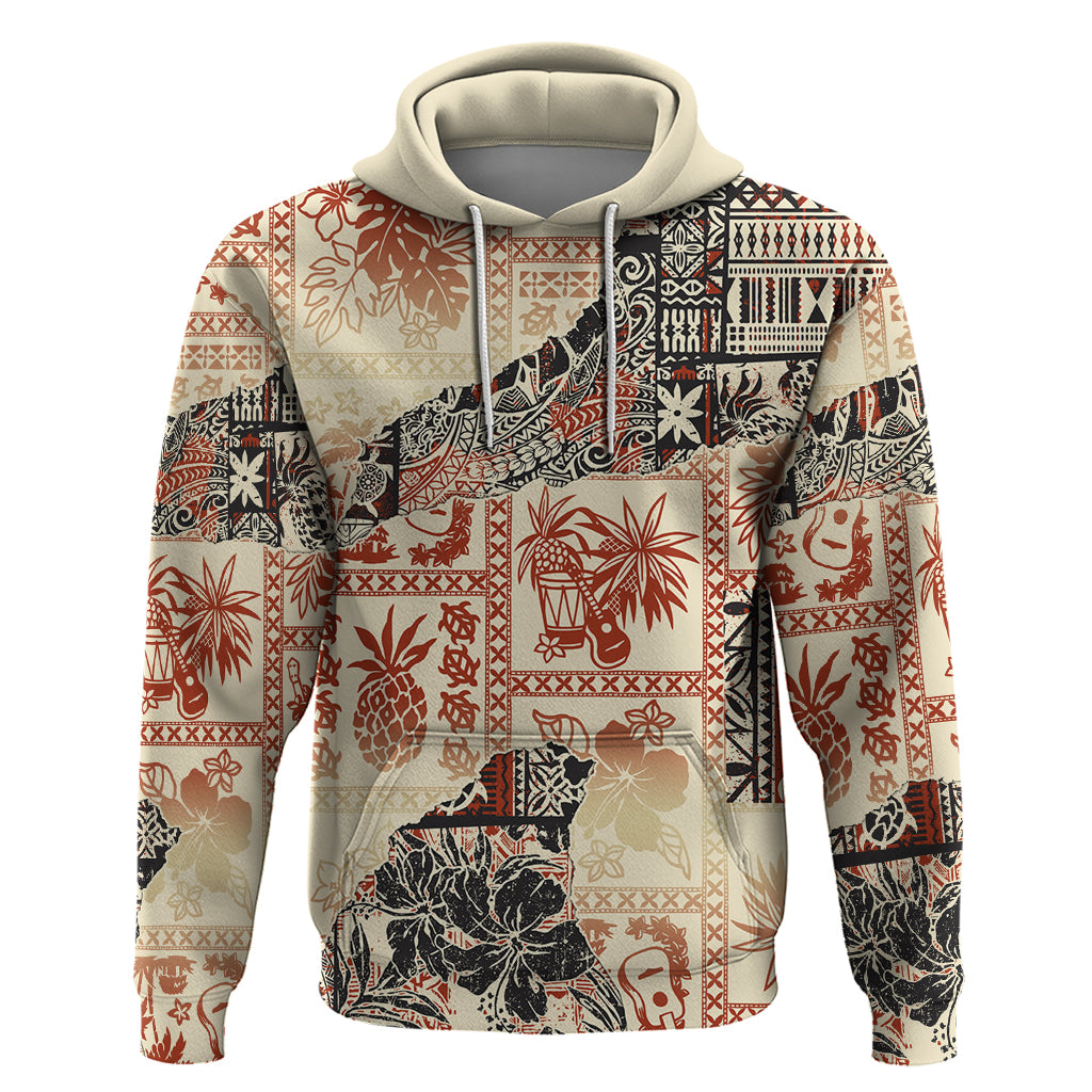 Hawaii Hoodie Aloha Tribal Pattern Beige Version LT9 Pullover Hoodie Beige - Polynesian Pride