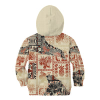 Hawaii Kid Hoodie Aloha Tribal Pattern Beige Version LT9 - Polynesian Pride