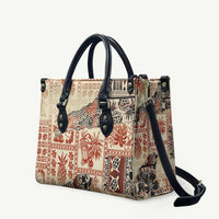 Hawaii Beige Version Leather Bag Aloha Tribal Pattern - Polynesian Pride