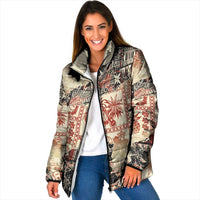 Hawaii Beige Version Padded Jacket Aloha Tribal Pattern - Polynesian Pride