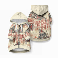 Hawaii Pet Hoodie Aloha Tribal Pattern Beige Version LT9 Zip-up Beige - Polynesian Pride
