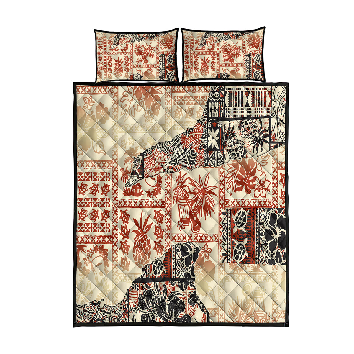 Hawaii Quilt Bed Set Aloha Tribal Pattern Beige Version LT9 Beige - Polynesian Pride