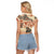 Hawaii Raglan Cropped T Shirt Aloha Tribal Pattern Beige Version LT9 - Polynesian Pride