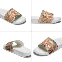 Hawaii Beige Version Slide Sandals Aloha Tribal Pattern - Polynesian Pride