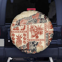 Hawaii Spare Tire Cover Aloha Tribal Pattern Beige Version LT9 Beige - Polynesian Pride