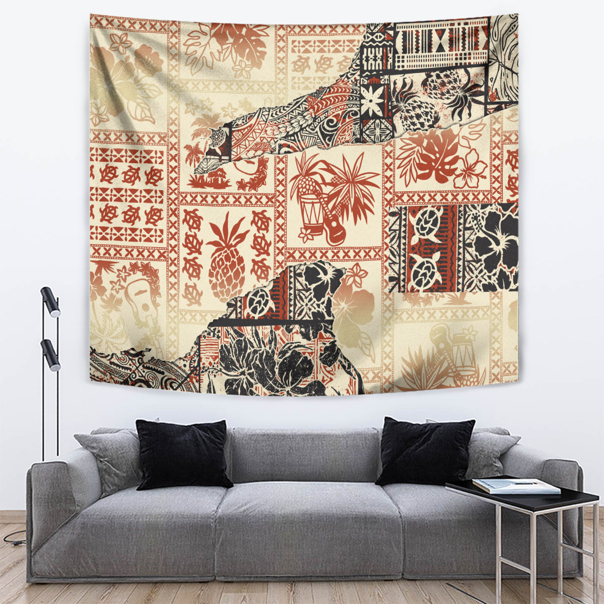 Hawaii Tapestry Aloha Tribal Pattern Beige Version LT9 - Polynesian Pride