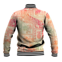 Hawaii Baseball Jacket Aloha Tribal Pattern Sweat Pink Ombre LT9 - Polynesian Pride