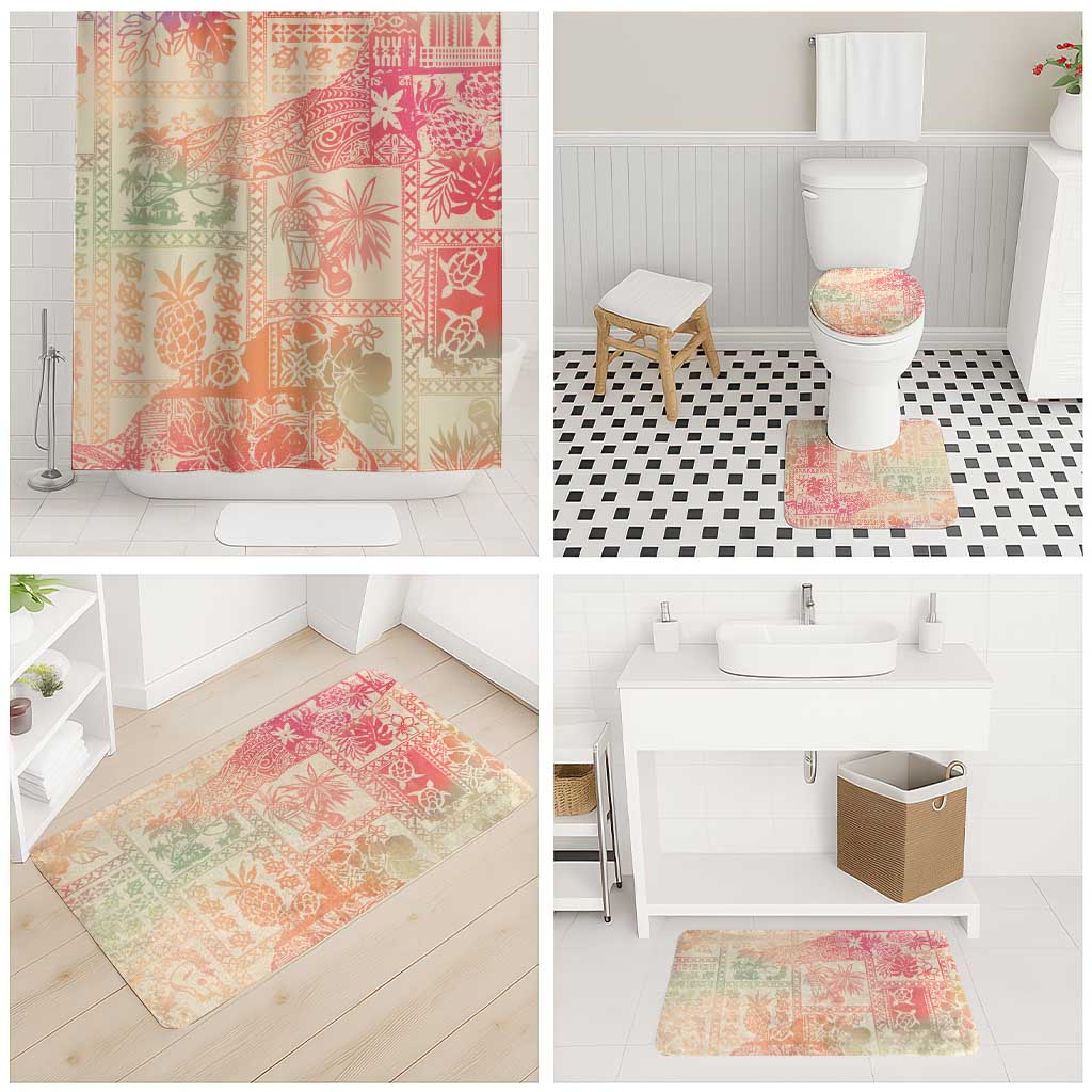 Hawaii Sweat Pink Ombre Bathroom Set Aloha Tribal Pattern - Polynesian Pride