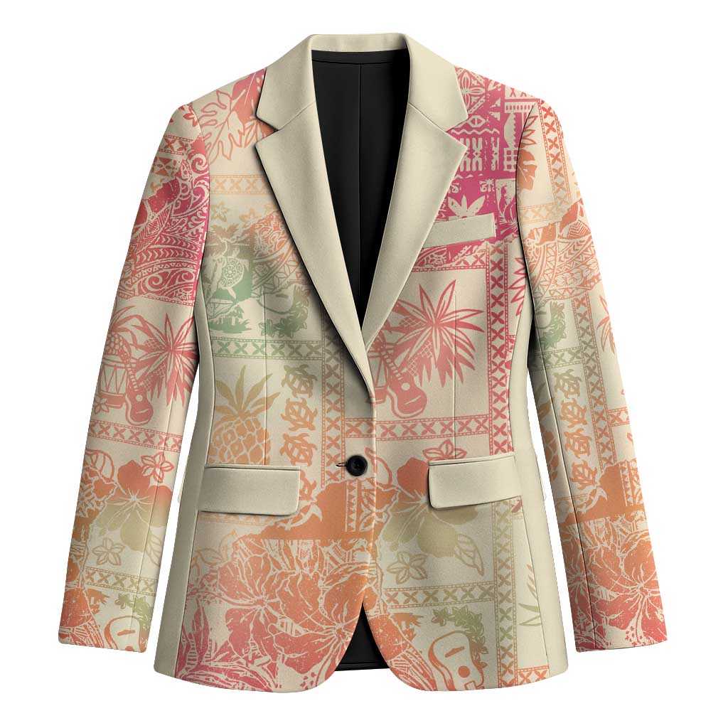 Hawaii Sweat Pink Ombre Blazer Aloha Tribal Pattern - Polynesian Pride
