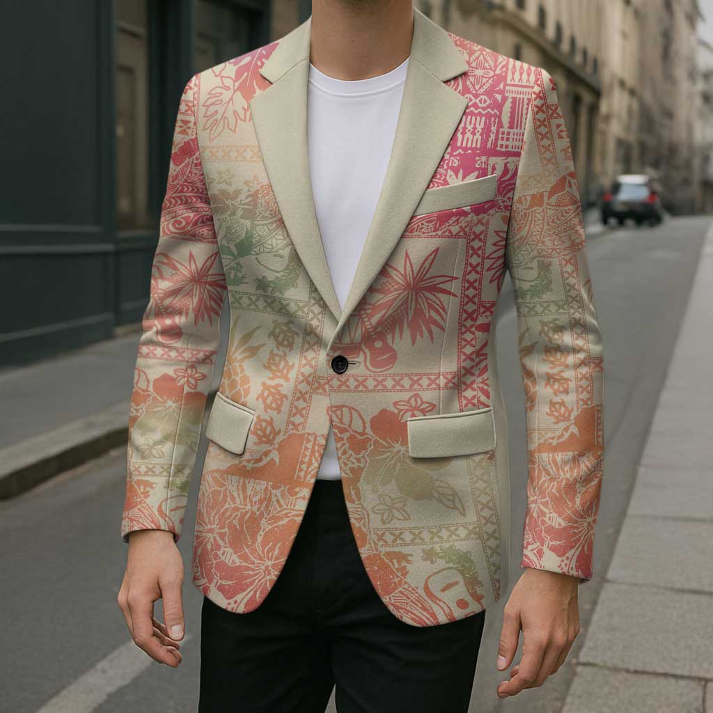Hawaii Sweat Pink Ombre Blazer Aloha Tribal Pattern - Polynesian Pride