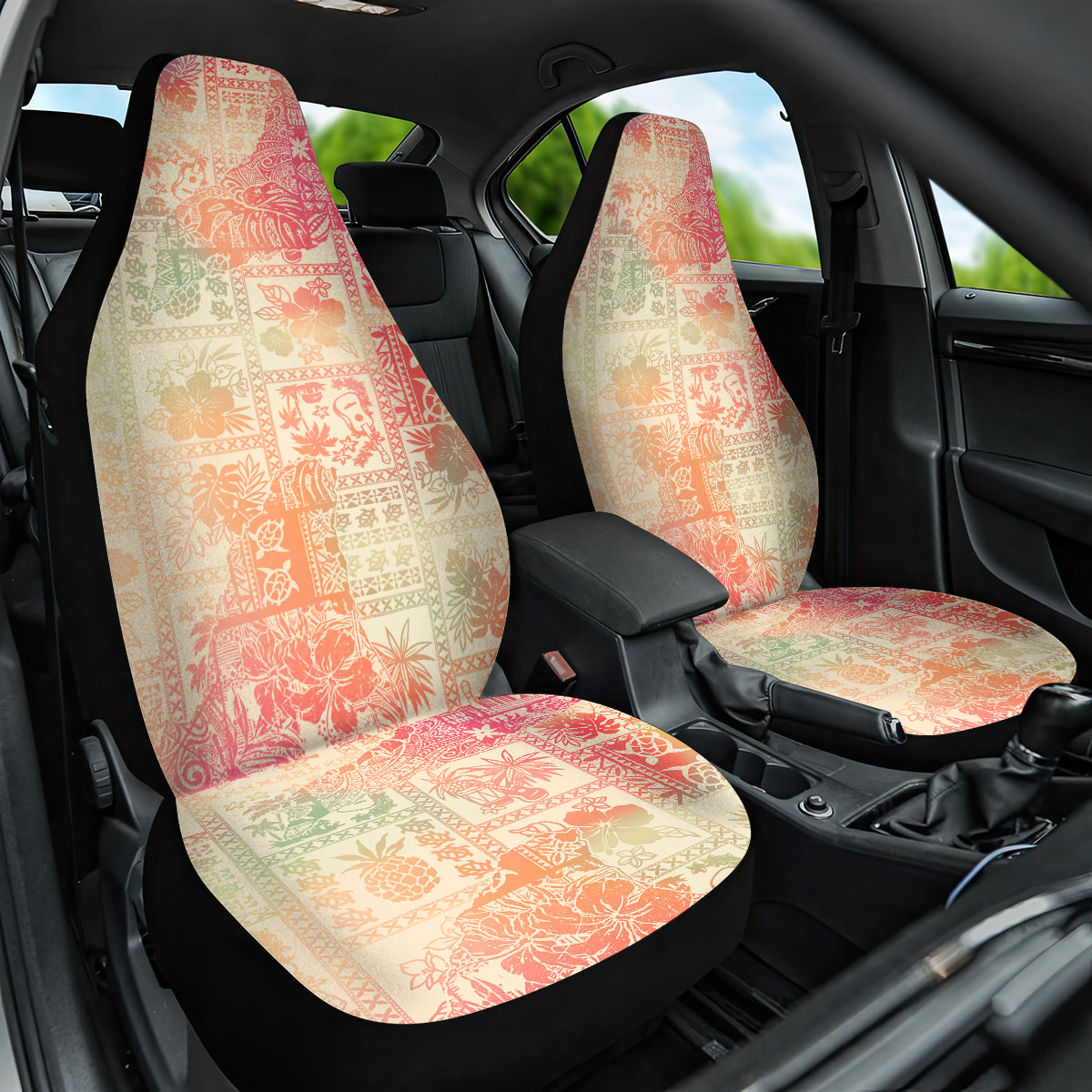 Hawaii Car Seat Cover Aloha Tribal Pattern Sweat Pink Ombre LT9 One Size Pink - Polynesian Pride