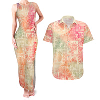 Hawaii Couples Matching Tank Maxi Dress and Hawaiian Shirt Aloha Tribal Pattern Sweat Pink Ombre LT9 Pink - Polynesian Pride