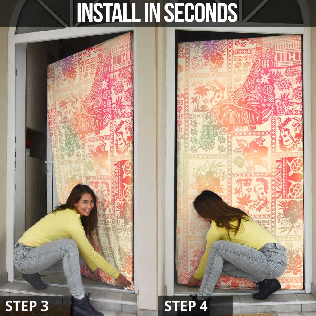 Hawaii Sweat Pink Ombre Door Cover Aloha Tribal Pattern - Polynesian Pride