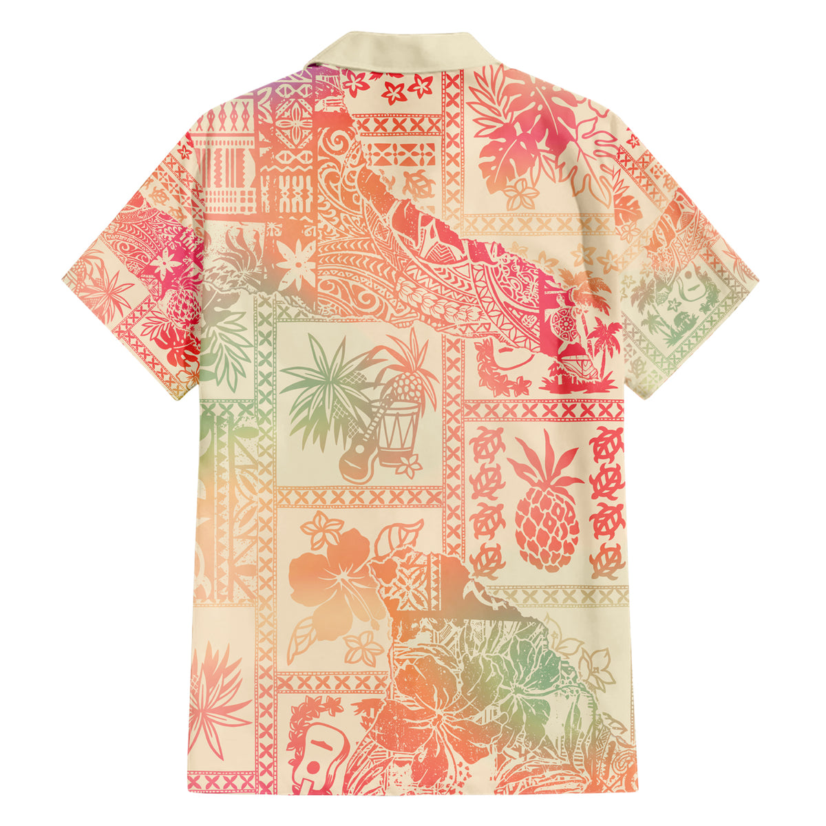 Hawaii Family Matching Short Sleeve Bodycon Dress and Hawaiian Shirt Aloha Tribal Pattern Sweat Pink Ombre LT9 - Polynesian Pride