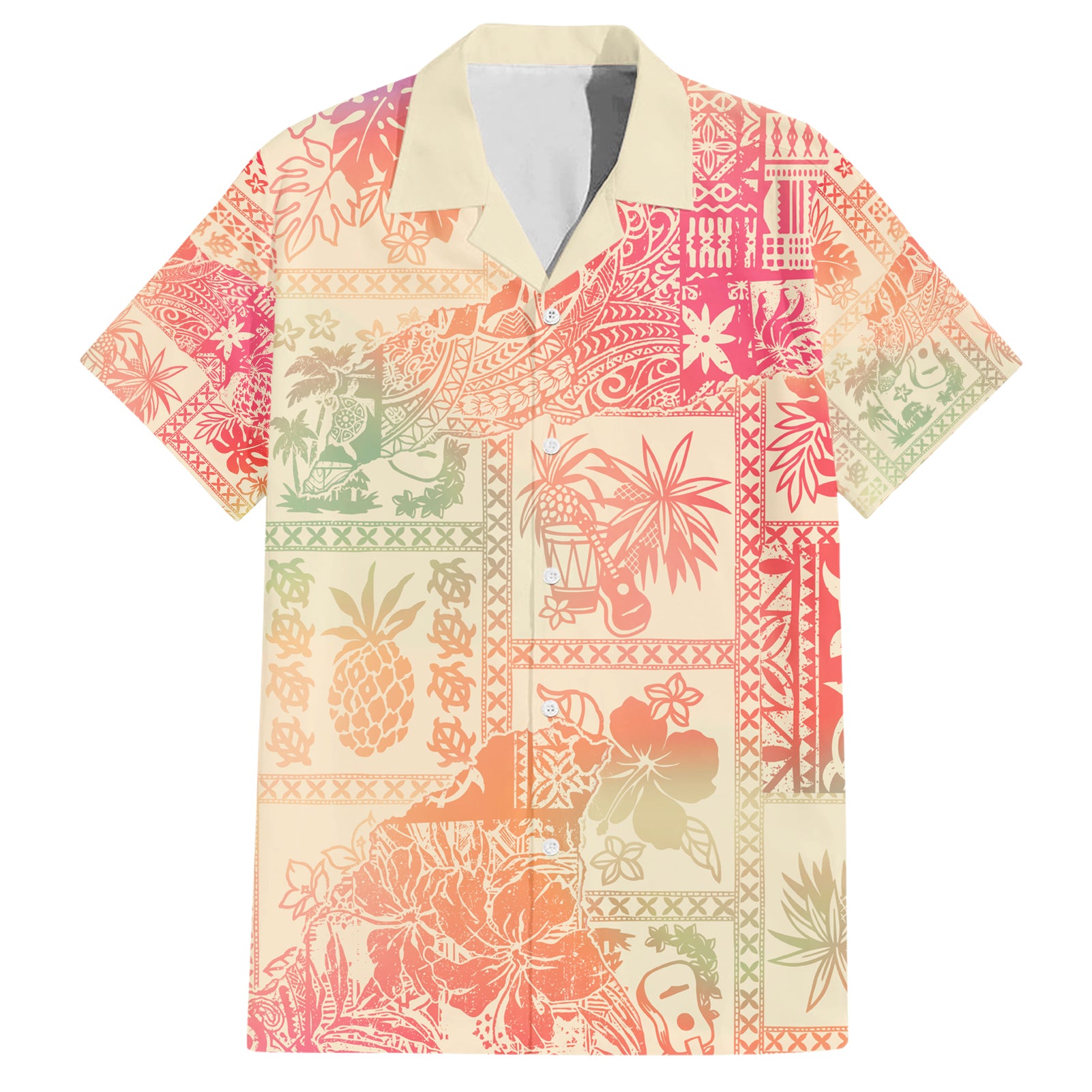 Hawaii Hawaiian Shirt Aloha Tribal Pattern Sweat Pink Ombre LT9 Pink - Polynesian Pride