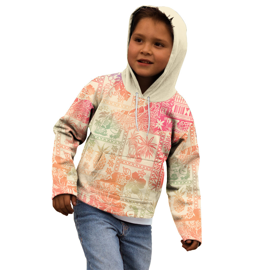 Hawaii Kid Hoodie Aloha Tribal Pattern Sweat Pink Ombre LT9 - Polynesian Pride