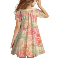 Hawaii Kid Short Sleeve Dress Aloha Tribal Pattern Sweat Pink Ombre LT9 - Polynesian Pride