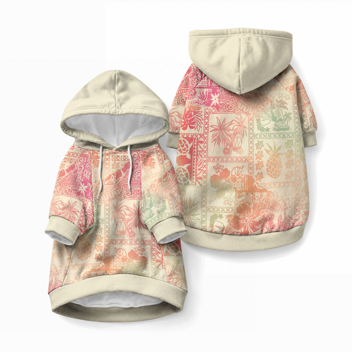 Hawaii Pet Hoodie Aloha Tribal Pattern Sweat Pink Ombre LT9 Pullover Pink - Polynesian Pride