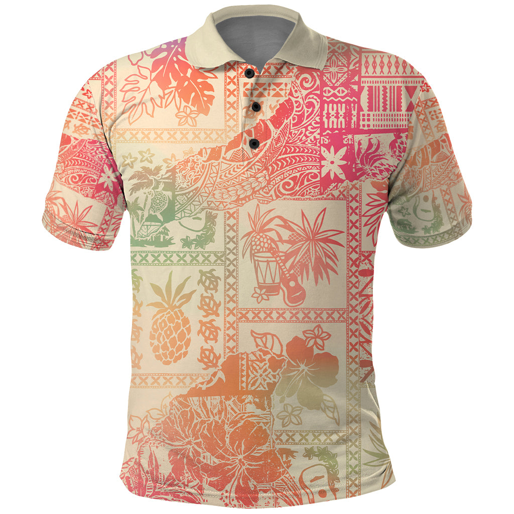 Hawaii Polo Shirt Aloha Tribal Pattern Sweat Pink Ombre LT9 Pink - Polynesian Pride