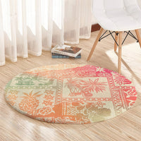 Hawaii Round Carpet Aloha Tribal Pattern Sweat Pink Ombre LT9 - Polynesian Pride