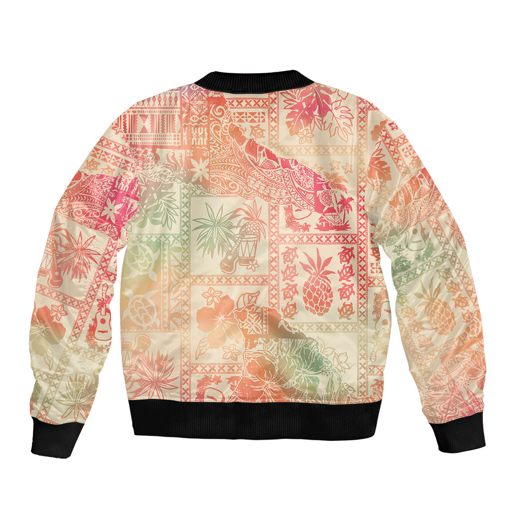 Hawaii Sleeve Zip Bomber Jacket Aloha Tribal Pattern Sweat Pink Ombre LT9 - Polynesian Pride