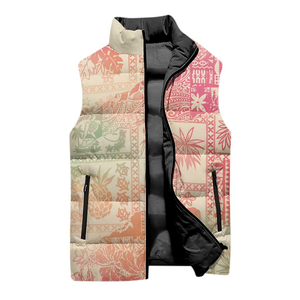 Hawaii Sweat Pink Ombre Sleeveless Puffer Jacket Aloha Tribal Pattern - Polynesian Pride