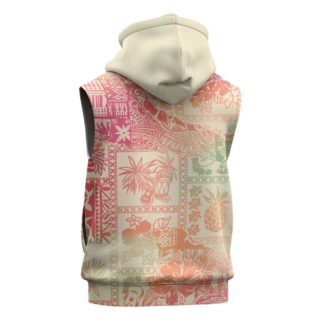 Hawaii Sweat Pink Ombre Sleeveless Zip Hoodie Aloha Tribal Pattern - Polynesian Pride