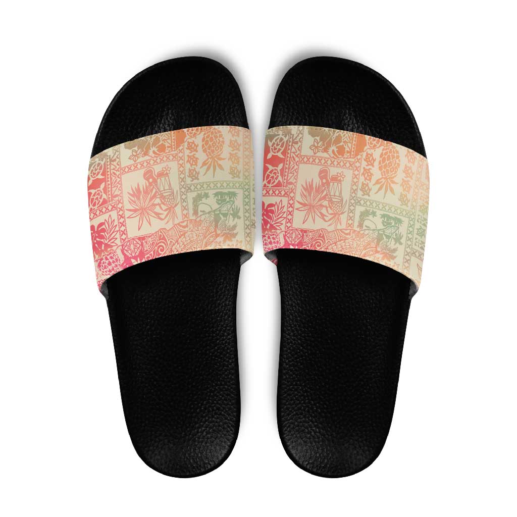 Hawaii Sweat Pink Ombre Slide Sandals Aloha Tribal Pattern - Polynesian Pride