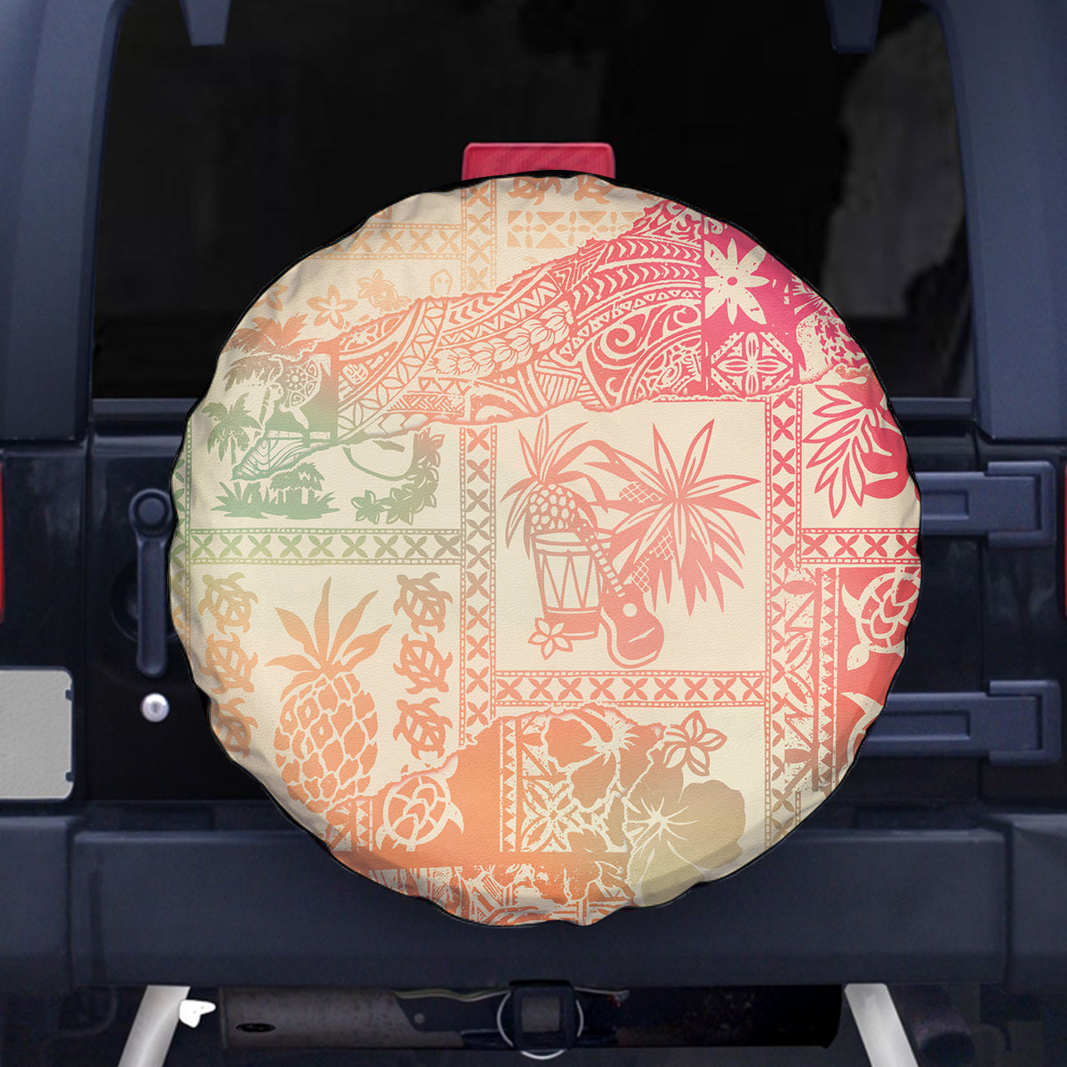 Hawaii Spare Tire Cover Aloha Tribal Pattern Sweat Pink Ombre LT9 Pink - Polynesian Pride