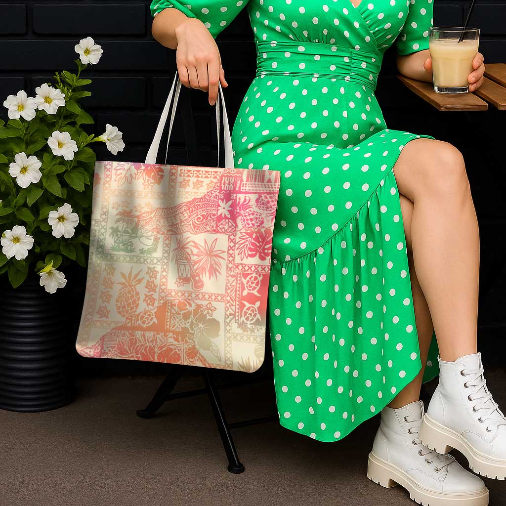Hawaii Sweat Pink Ombre Tote Bag Aloha Tribal Pattern - Polynesian Pride