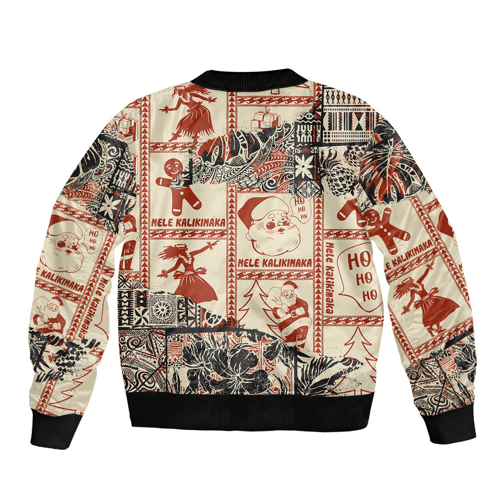 Aloha Hawaii Christmas Bomber Jacket Mele Kalikimaka Tapa Tribal Retro Style LT9 - Polynesian Pride