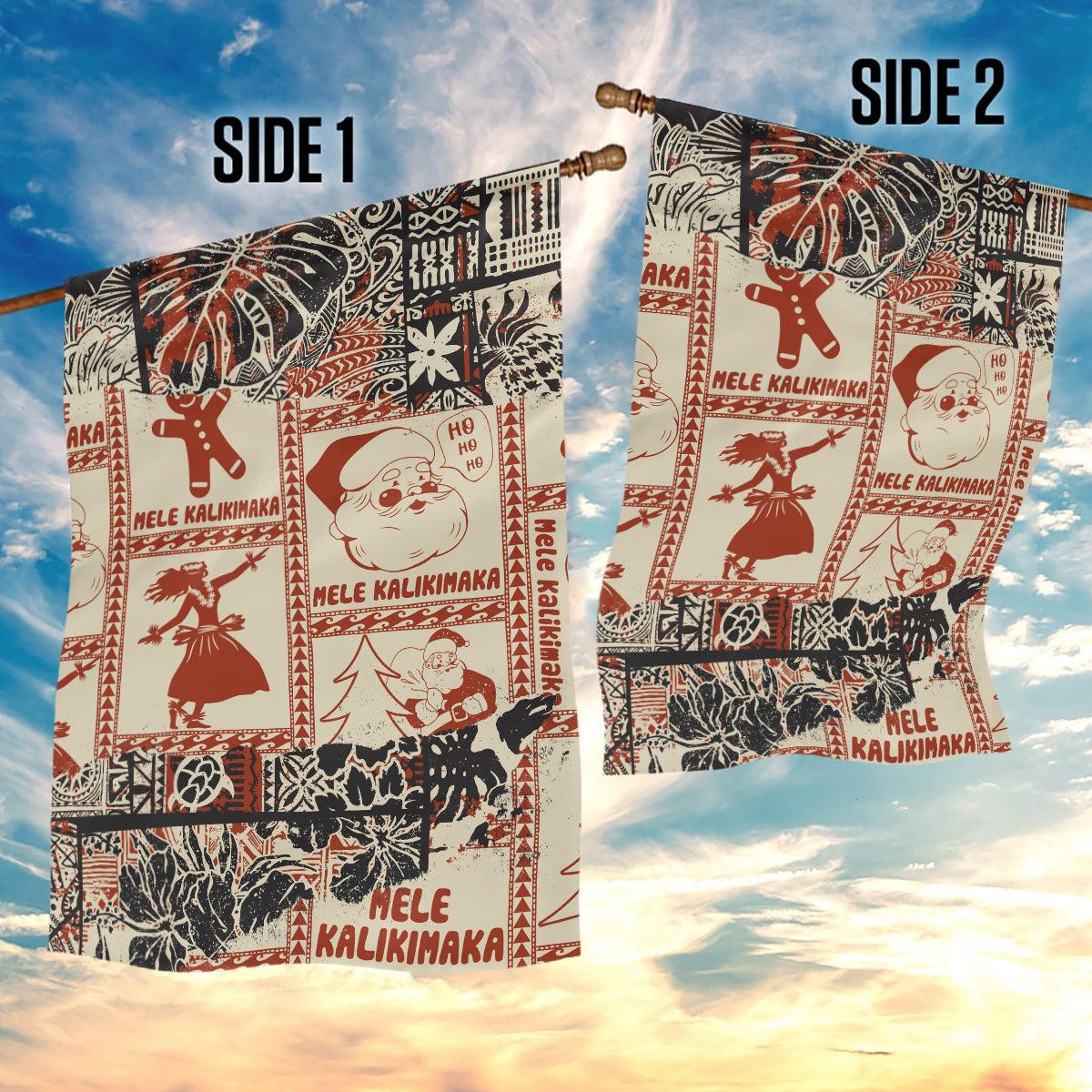 Aloha Hawaii Christmas Garden Flag Mele Kalikimaka Tapa Tribal Retro Style LT9 - Polynesian Pride