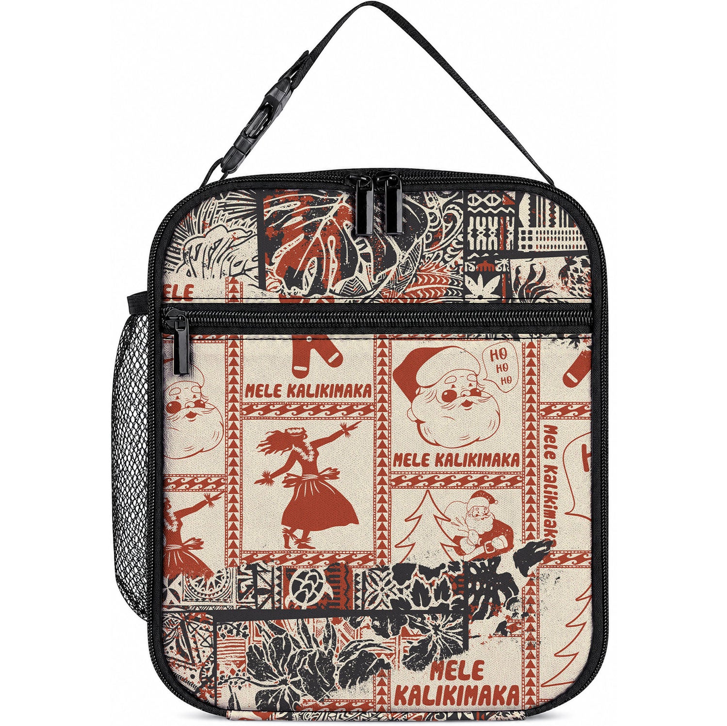 Aloha Hawaii Christmas Lunch Bag Mele Kalikimaka Tapa Tribal Retro Style