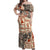Aloha Hawaii Christmas Off Shoulder Maxi Dress Mele Kalikimaka Tapa Tribal Retro Style LT9 Women Beige - Polynesian Pride
