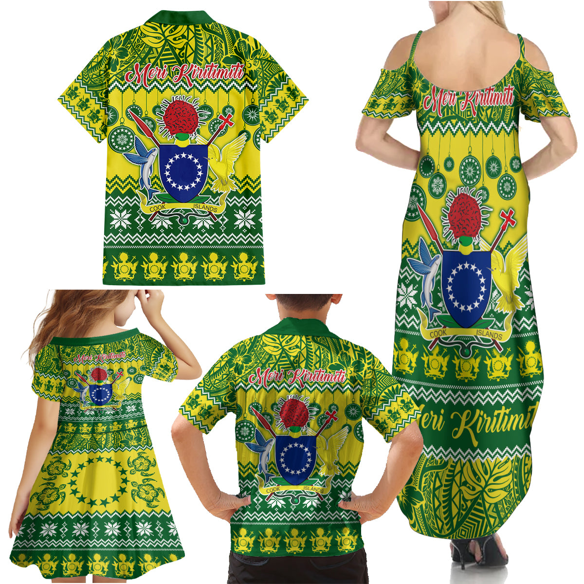 Cook Islands Christmas Family Matching Summer Maxi Dress and Hawaiian Shirt Santa Beach Meri Kiritimiti LT9 - Polynesian Pride